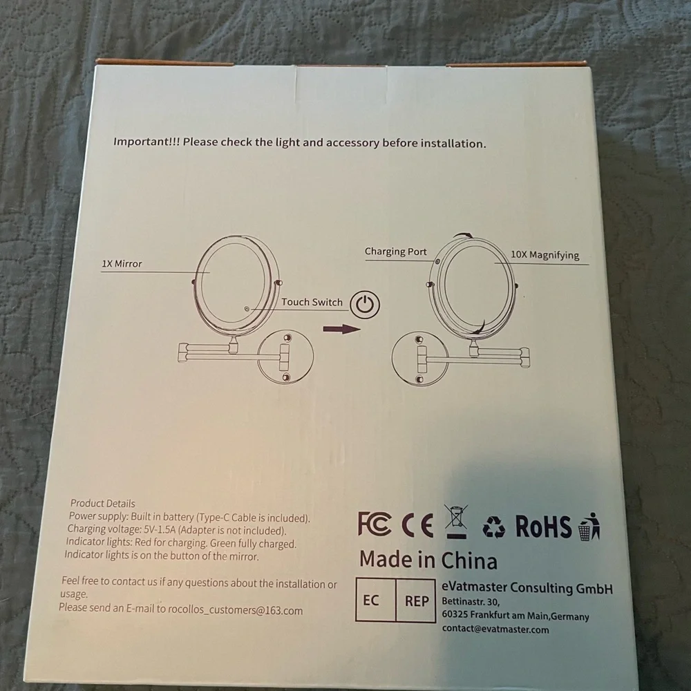 Silver Wall Mount LED Mirror brand new